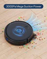 Thamtu Robot Vacuum Cleaner, Super Thin, Powerful Suction Vacuum Robot, Self-Charging Robotic Vacuum Cleaner, Cleans Hard Floors to Low-Pile Carpets, Black