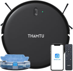 Thamtu Robot Vacuum Smart Robotic Vacuum Cleaner Suction Compatible with WiFi/APP/Alexa, Perfect for Pet Hair/Hard Floors