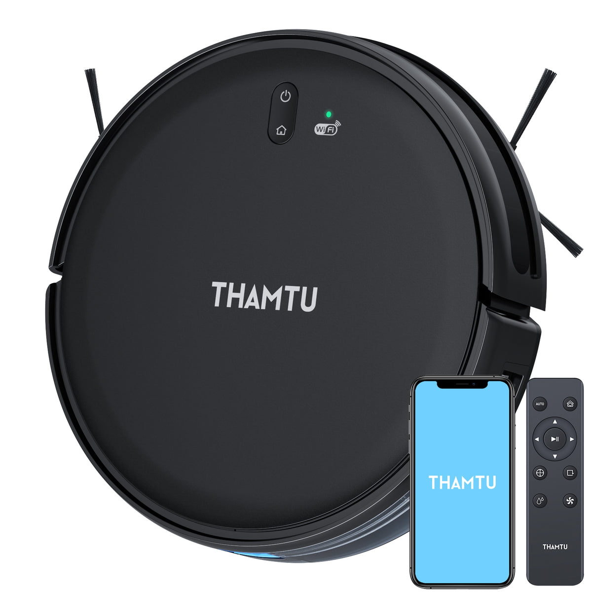 Thamtu Robot Vacuum Cleaner with Mop Function Vacuum Cleaner Robot for Hard Floor, Carpet, Pet Hair, Robot Vacuum Cleaner with Alexa and App, 3000 Pa Suction Power, 120 Minutes Running Time