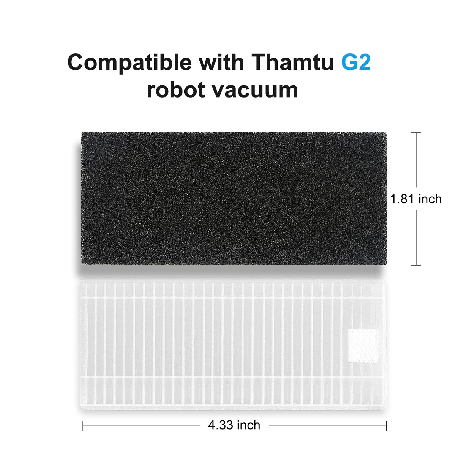 Robot Vacuum Replacement Filter For Thamtu G2, 6 Filters and 6 Sponges Included