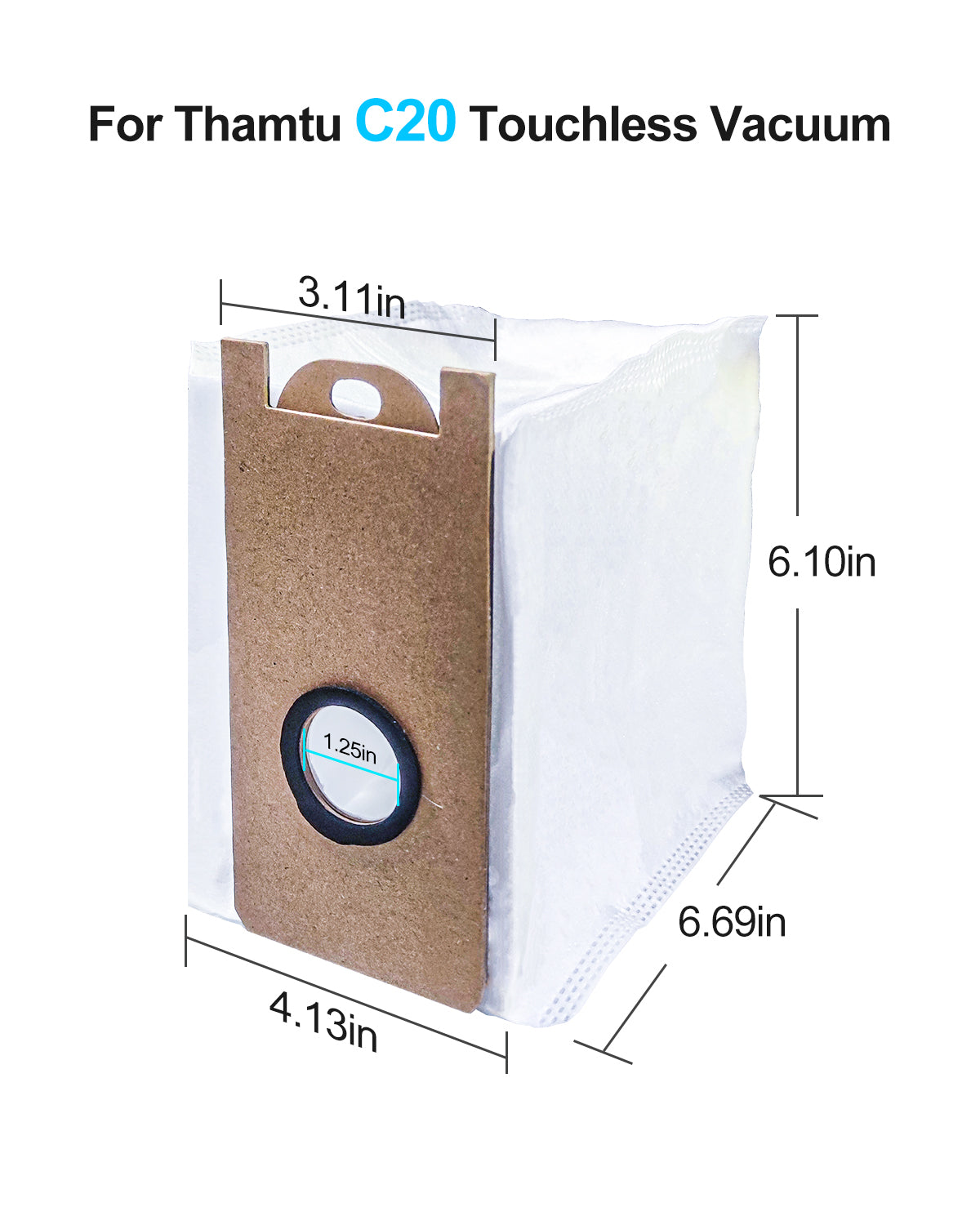 Thamtu Replacement Parts Kit Compatible with C20 Touchless Vacuum Trash Can, 6 Dust Bags