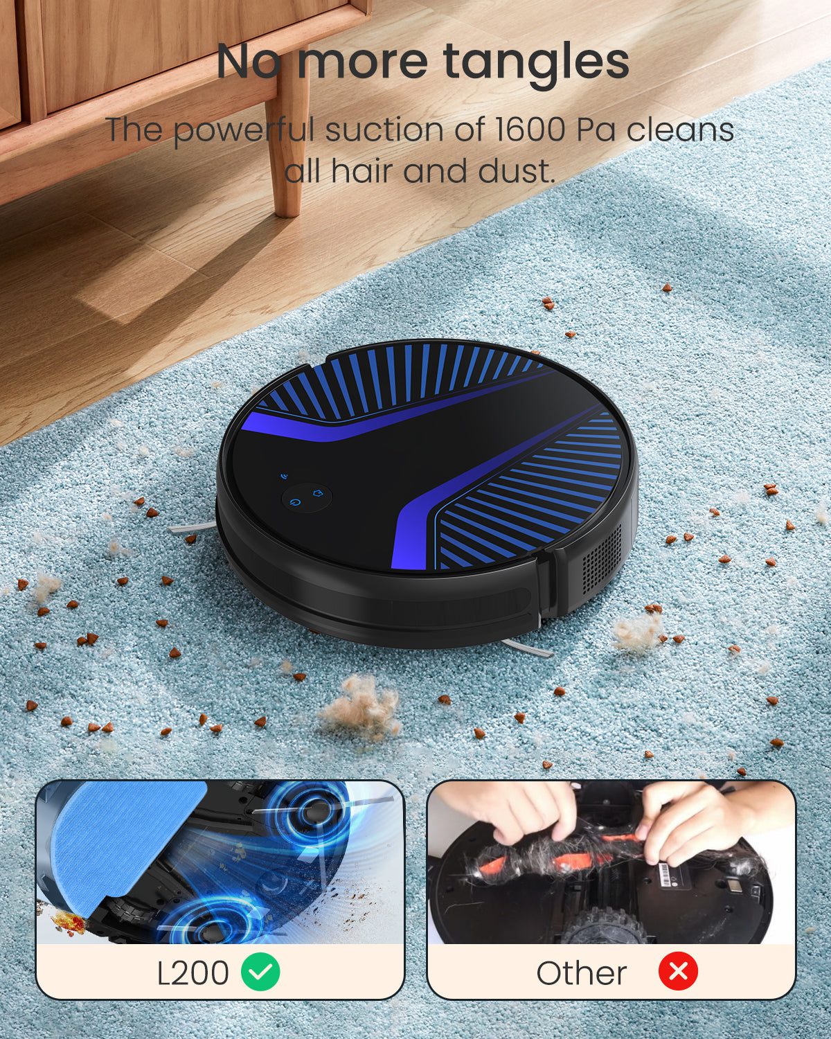 Thamtu Robot Vacuum Cleaner with Mop Function Vacuum Cleaner Robot for Hard Floor, Carpet, Pet Hair, Robot Vacuum Cleaner with Alexa and App, 3000 Pa Suction Power, 120 Minutes Running Time