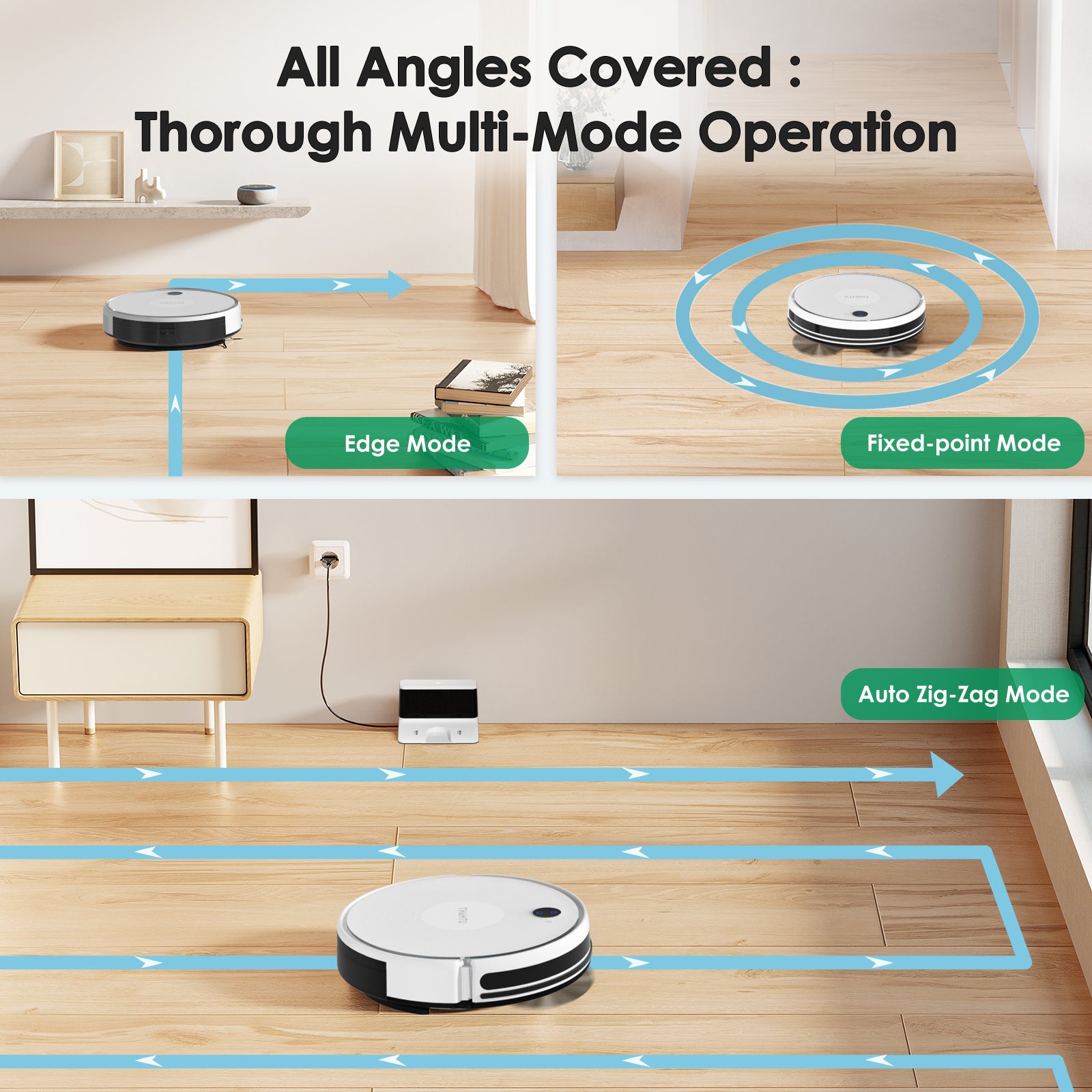 Thamtu Robot Vacuum and Mop Combo, 3000Pa Strong Suction 2in1 Vacuum Cleaner, 120 min Runtime, Self-Charging Robotic Vacuum with Voice/APP/Remote Control for Hard Floor, Pet Hair, Low-Pile Carpet