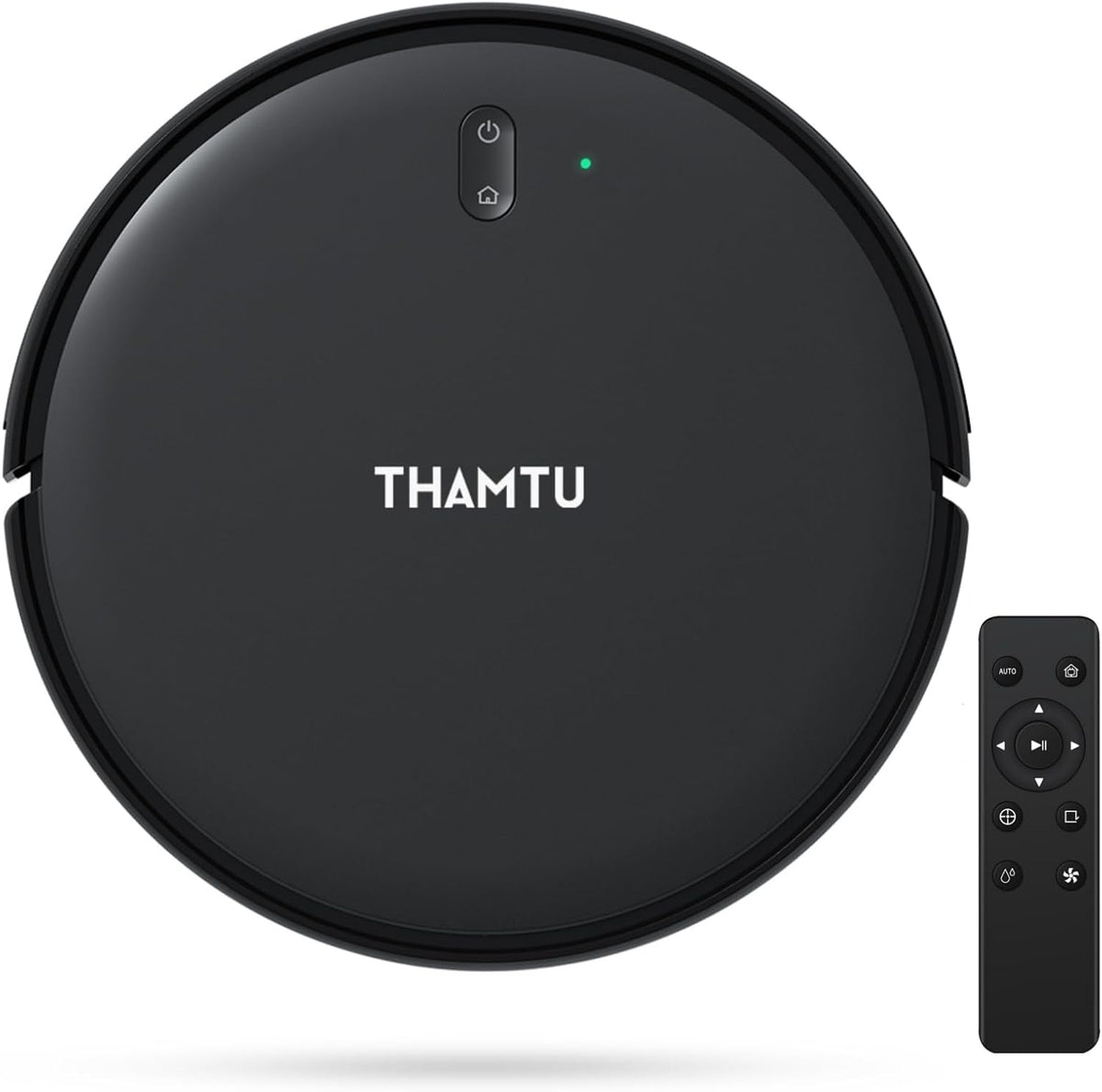 Thamtu Robot Vacuum Cleaner, Super Thin, Powerful Suction Vacuum Robot, Self-Charging Robotic Vacuum Cleaner, Cleans Hard Floors to Low-Pile Carpets, Black