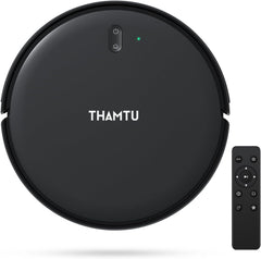 Thamtu Robot Vacuum Cleaner, Super Thin, Powerful Suction Vacuum Robot, Self-Charging Robotic Vacuum Cleaner, Cleans Hard Floors to Low-Pile Carpets, Black