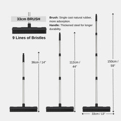 Thamtu Rubber Broom with Squeegee for Home Pet Hair Removal Long Handle Pet Hair Broom for Carpet, Hardwood Floor, Tile