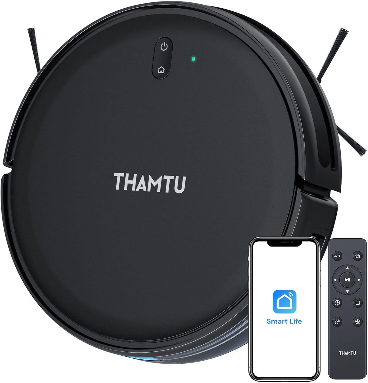Thamtu Robot Vacuum with Smart Navigation, Powerful Suction with APP/Voice Control Good for Pet Hair, Hard Floor, Compatible with Alexa