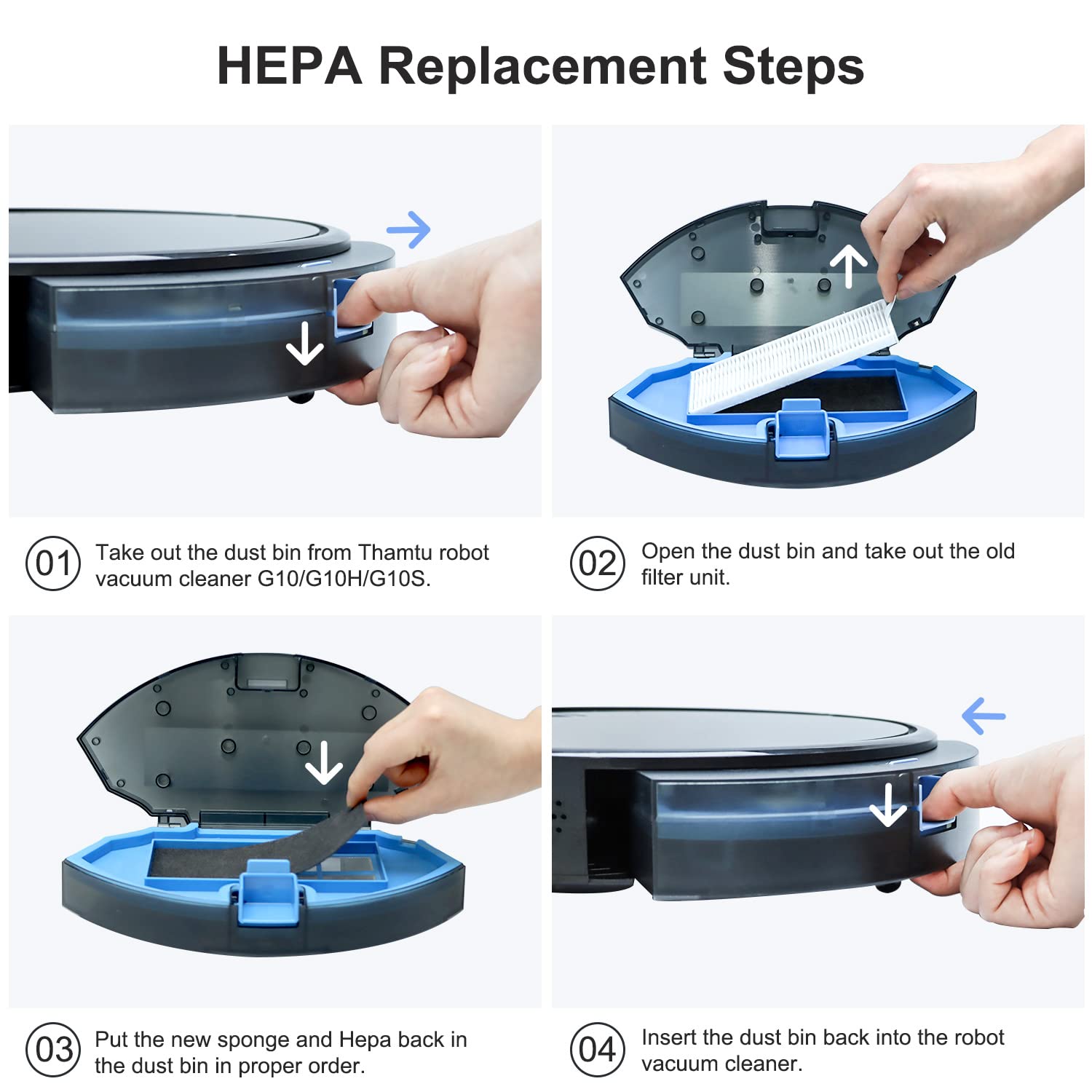 Thamtu Replacement Accessories, 6 Side Brushes ,3 HEPA for G11/G12/G10/G10S/G10H